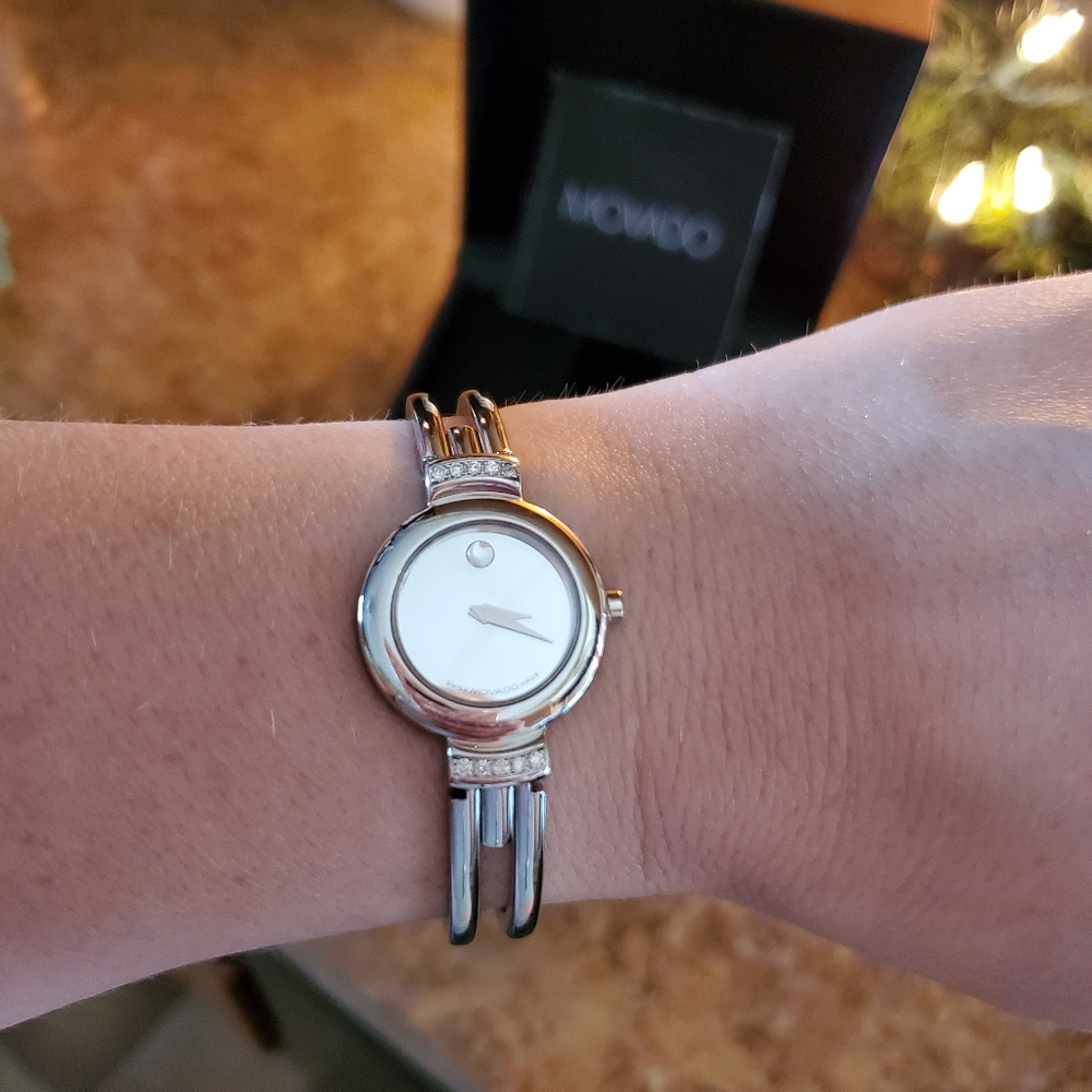 Movado mirror face diamond watch